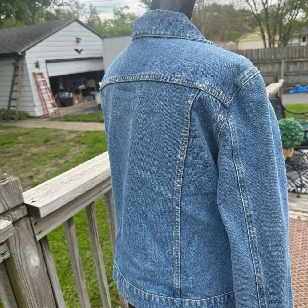 Hudson Jeans Womens Medium Wash Denim Trucker Button Front Jean Jacket